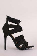 Load image into Gallery viewer, Liliana Bow Accent Strappy Ruched Stiletto Heel