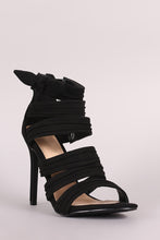 Load image into Gallery viewer, Liliana Bow Accent Strappy Ruched Stiletto Heel