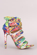 Load image into Gallery viewer, Liliana Bow Accent Strappy Ruched Stiletto Heel