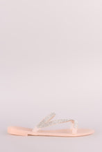 Load image into Gallery viewer, Liliana Strappy Rhinestone Accent Jelly Flat Sandal