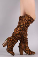 Load image into Gallery viewer, Slouchy Chunky Heeled Knee High Boots